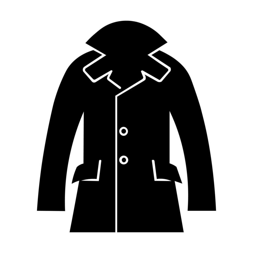 Coat black vector icon isolated on white background