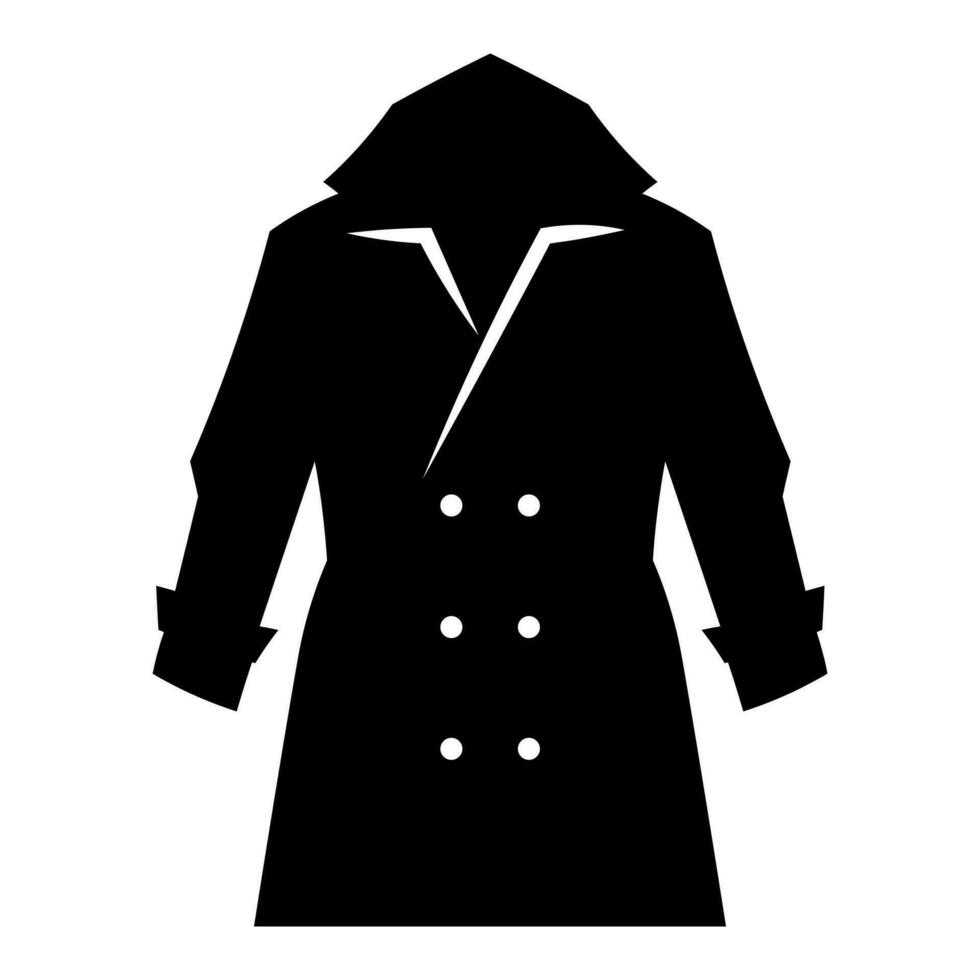 Coat black vector icon isolated on white background