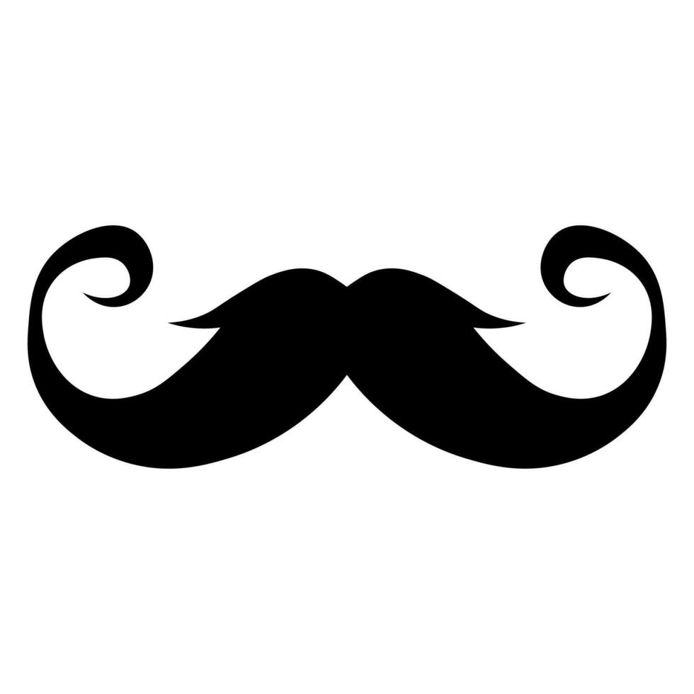 Moustache black vector icon isolated on white background