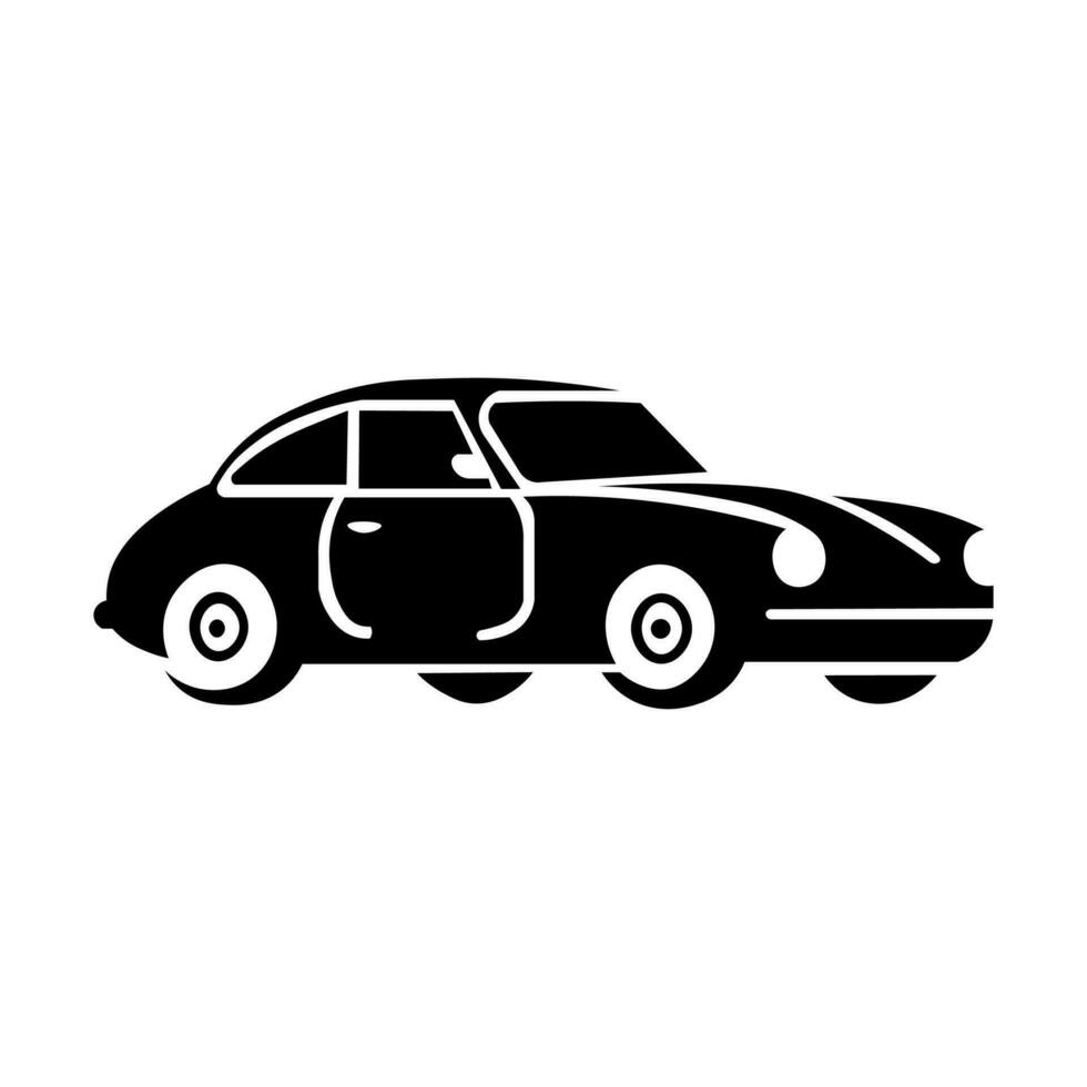 Retro car black vector icon isolated on white background