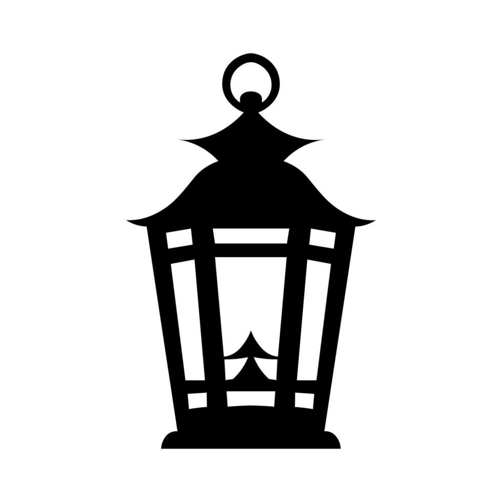 Lantern black vector icon isolated on white background