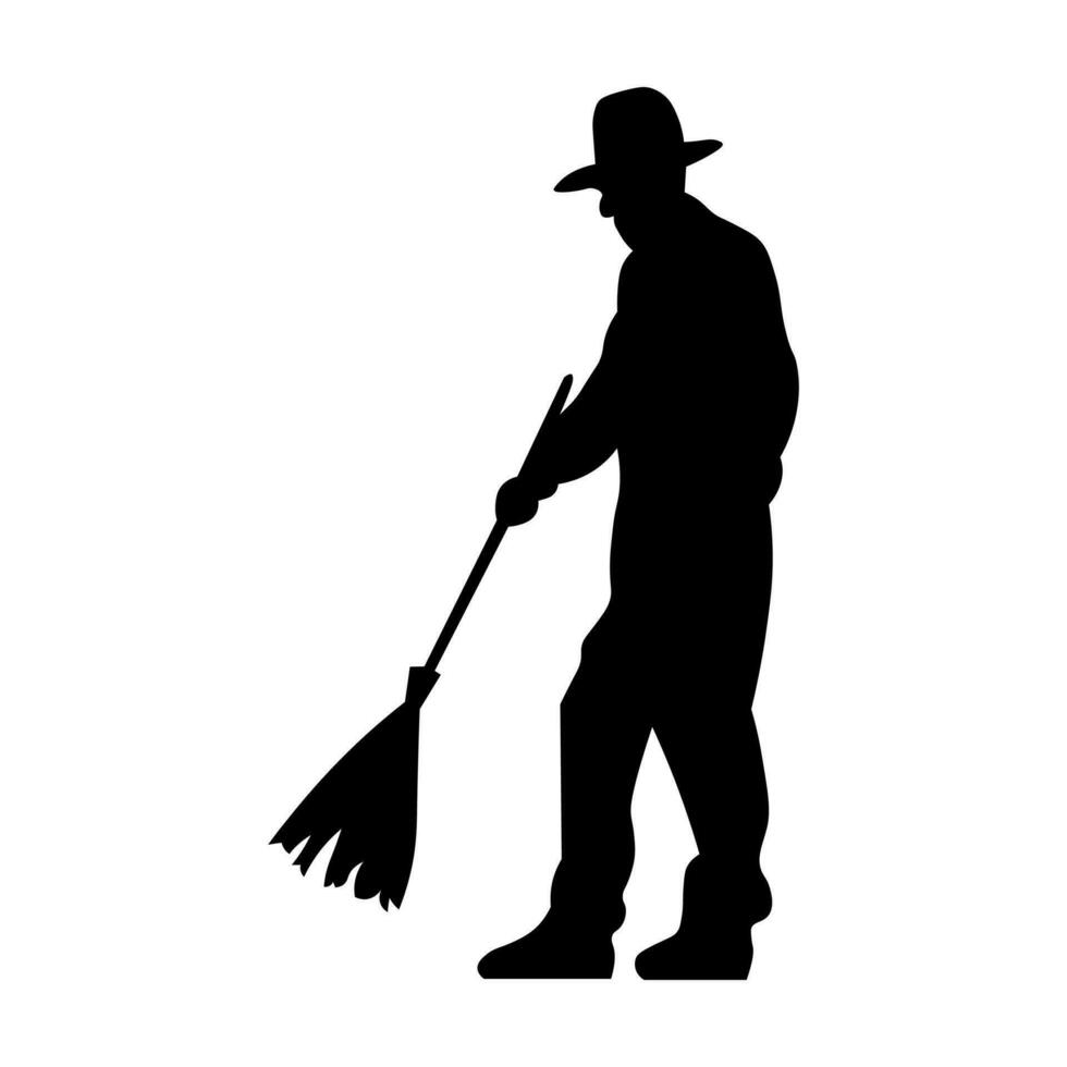 Janitor black vector silhouette isolated on white background