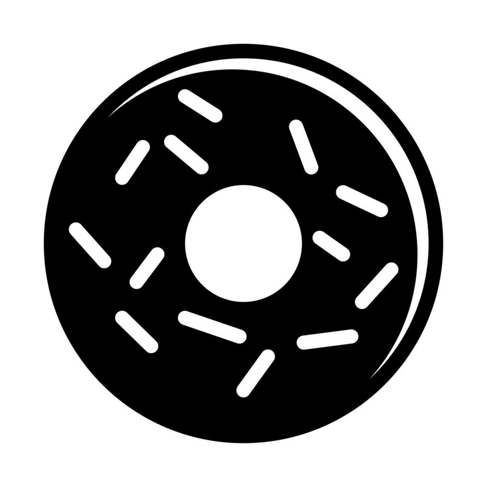 Donut black vector icon isolated on white background