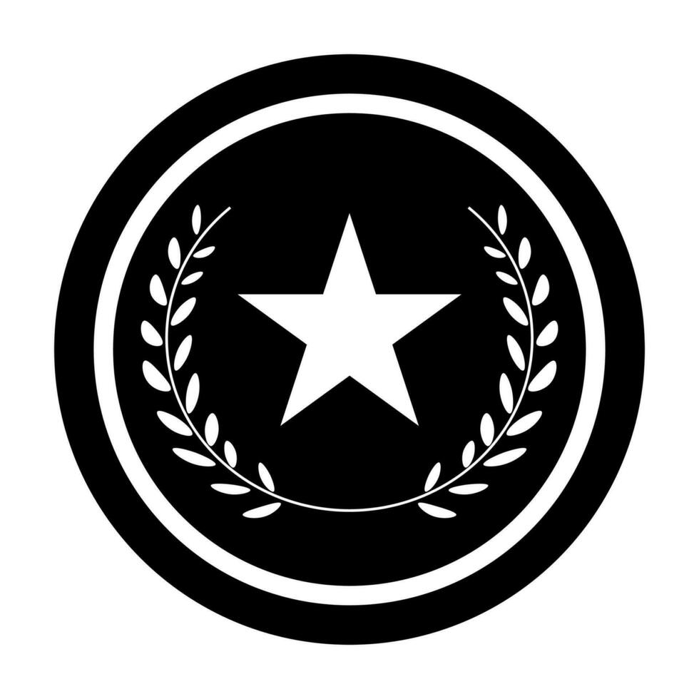 Medal black vector icon isolated on white background