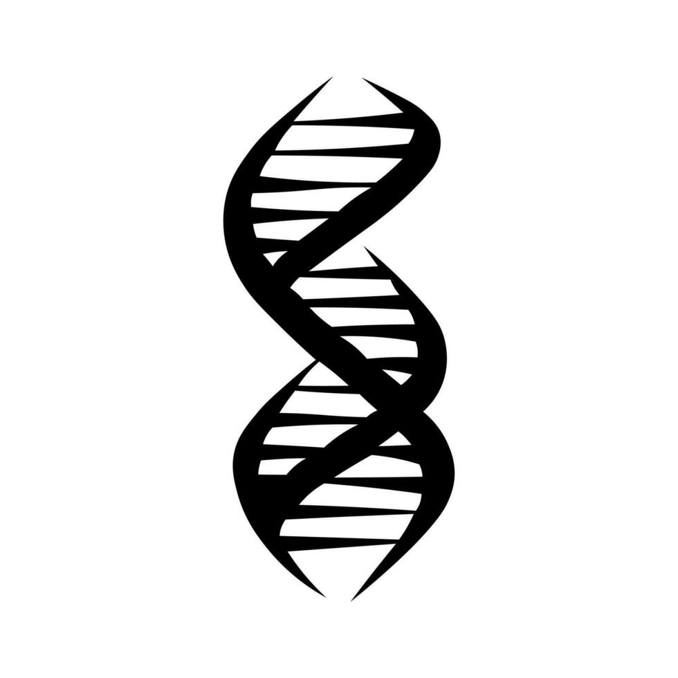 DNA black vector icon isolated on white background