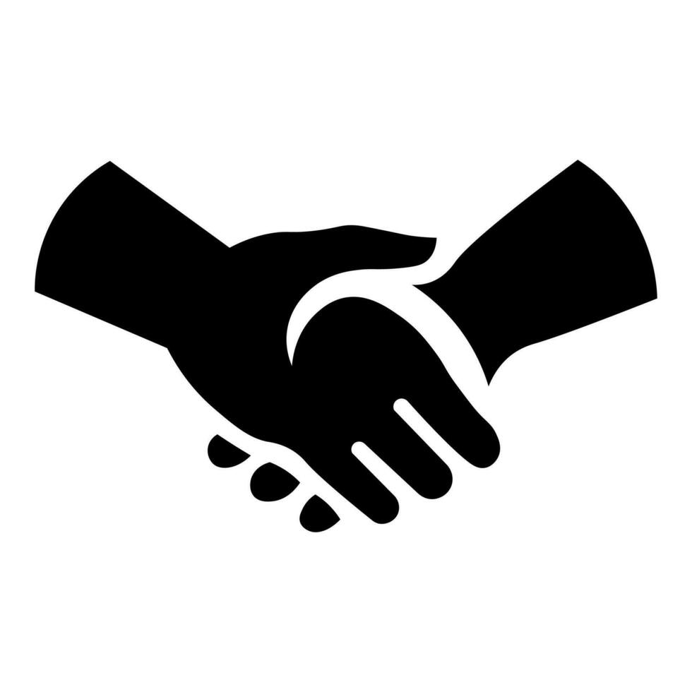 Handshake black vector icon isolated on white background