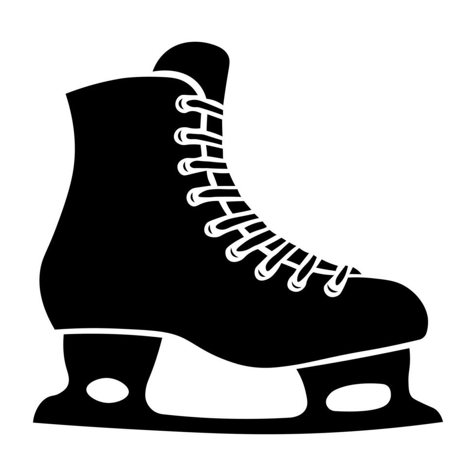 Ice skate black vector icon isolated on white background