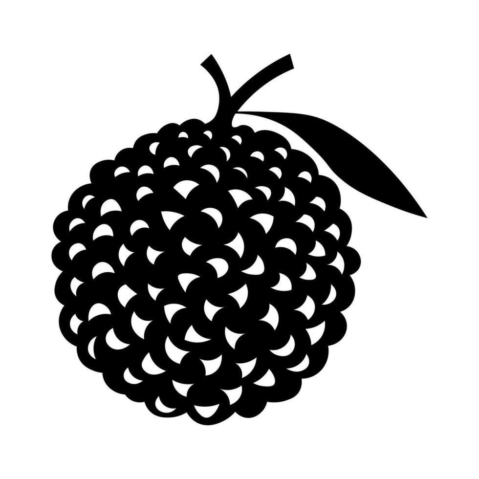 Lychee black vector icon isolated on white background
