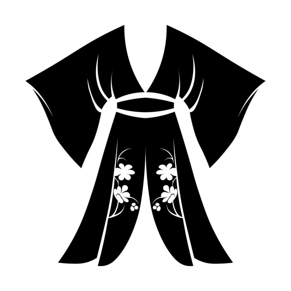 Kimono black vector icon isolated on white background