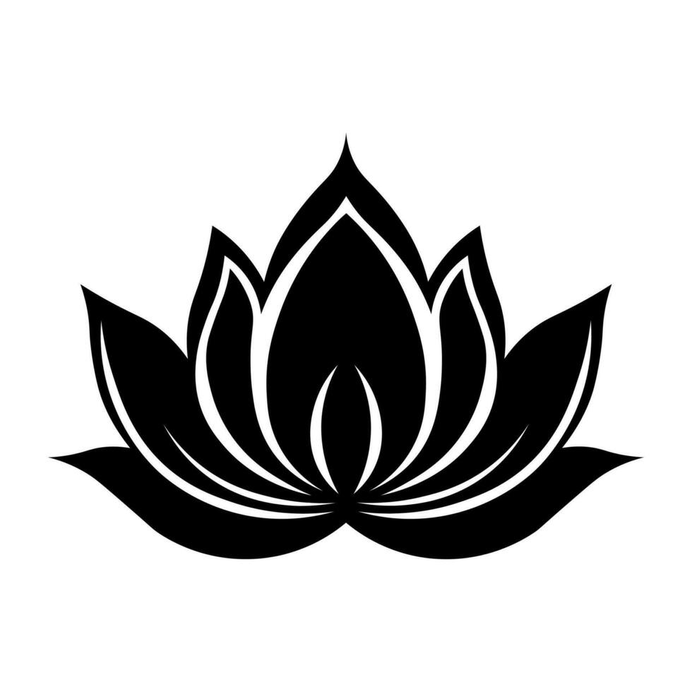 Lotus black vector icon isolated on white background