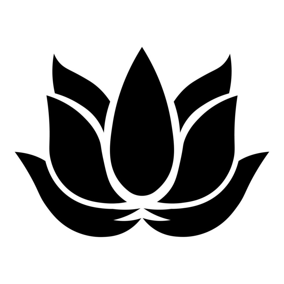 Lotus black vector icon isolated on white background