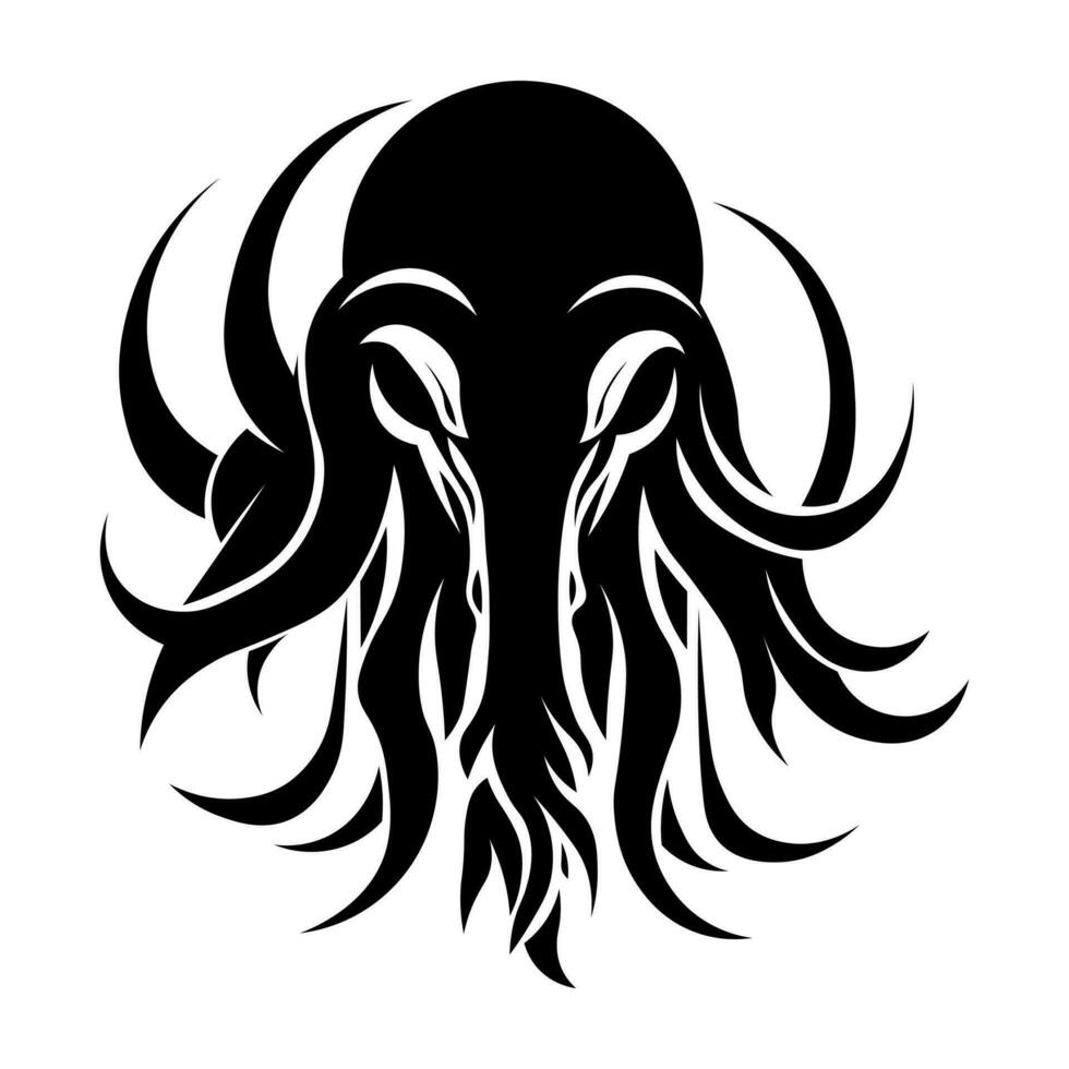 kraken negro vector icono aislado en blanco antecedentes