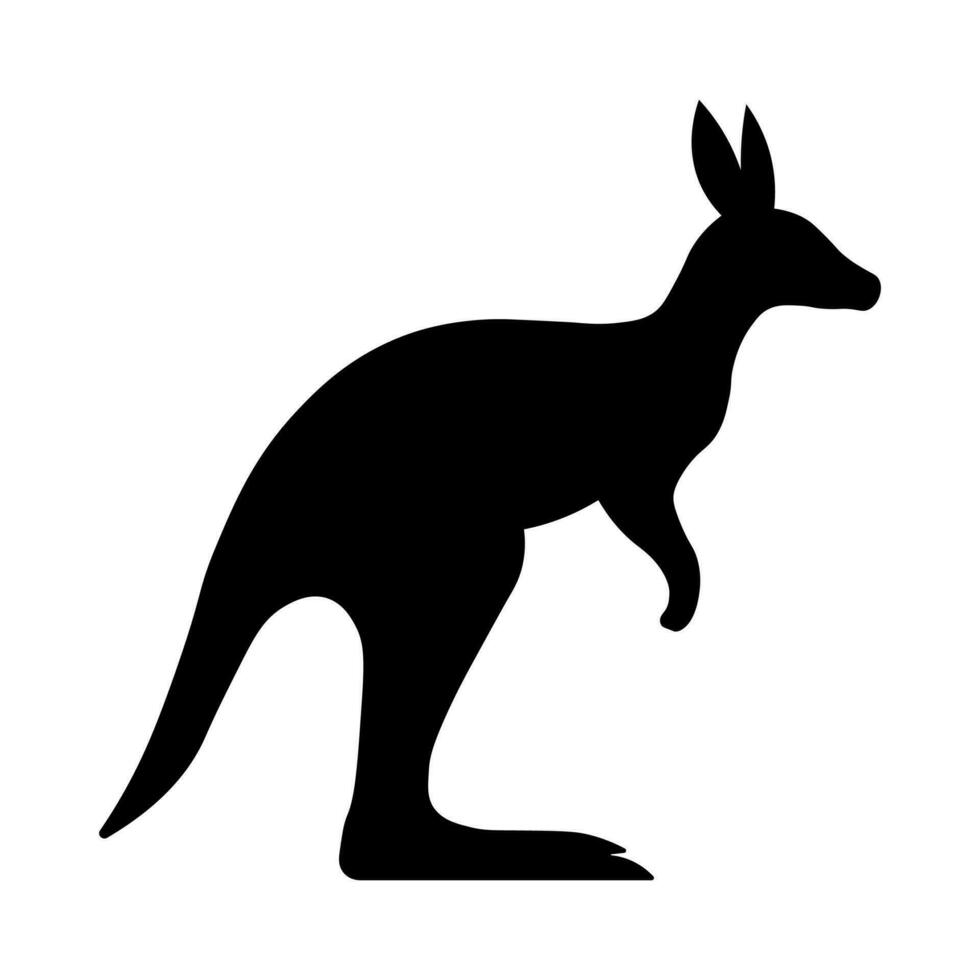 Kangaroo black vector icon isolated on white background