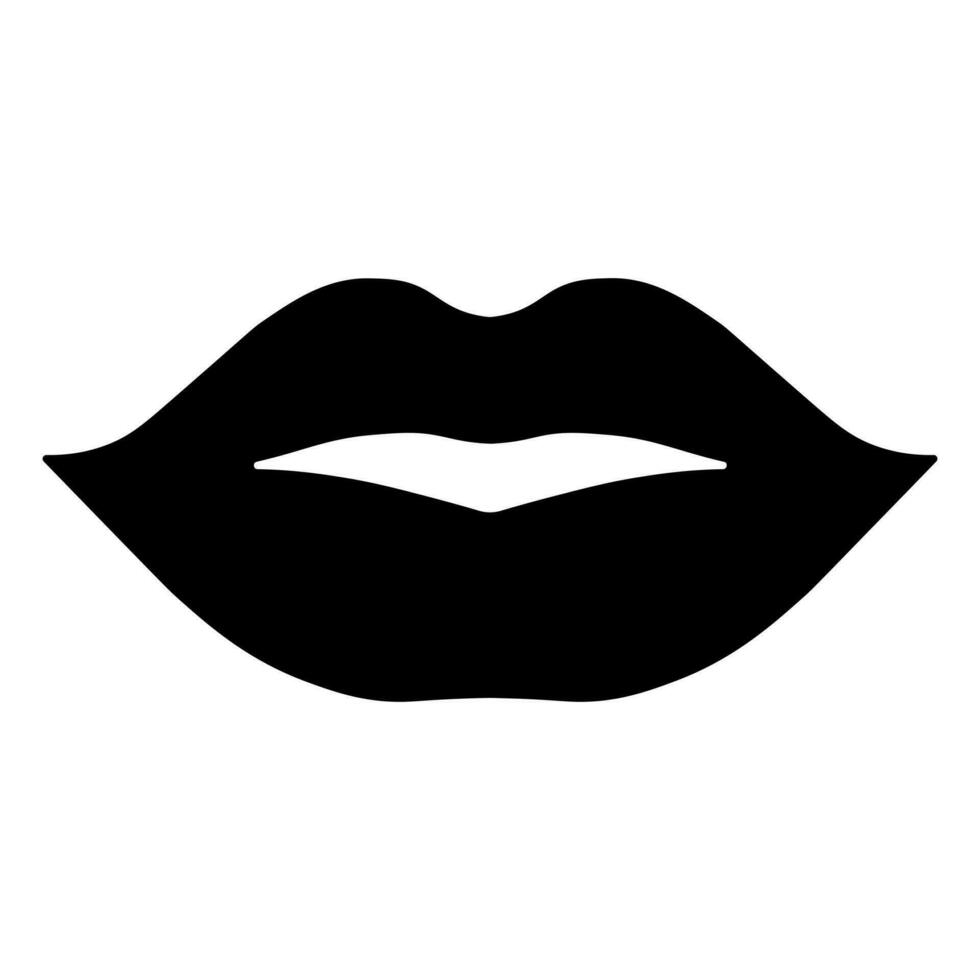 Lips black vector icon isolated on white background