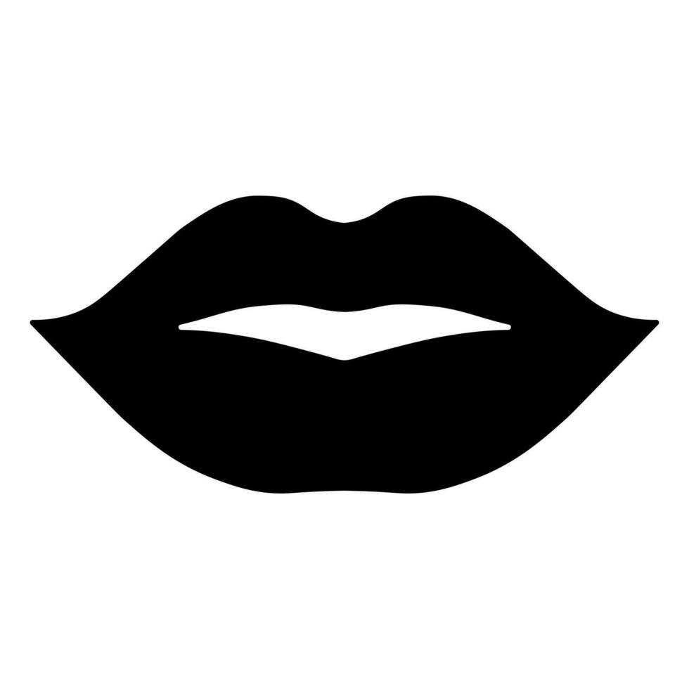 Lips black vector icon isolated on white background