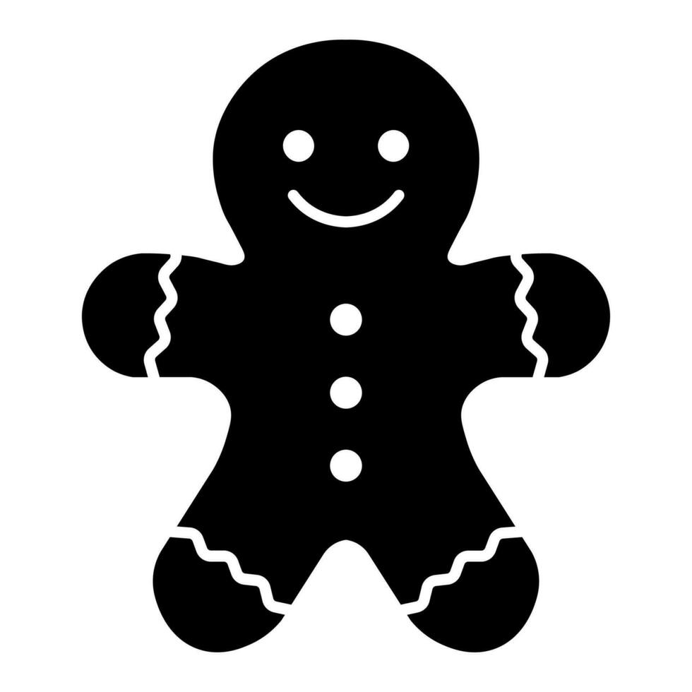 Gingerbread man black vector icon isolated on white background