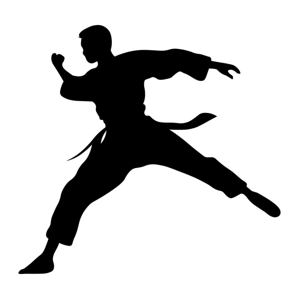 kung fu negro vector silueta aislado en blanco antecedentes