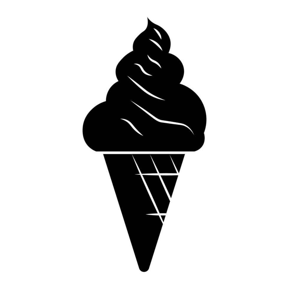 Ice cream black vector icon isolated on white background