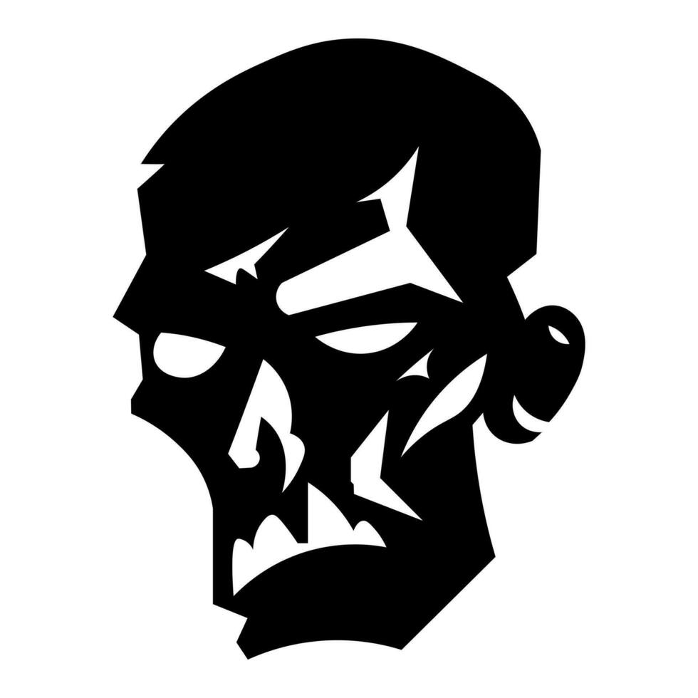 Zombie black vector icon isolated on white background