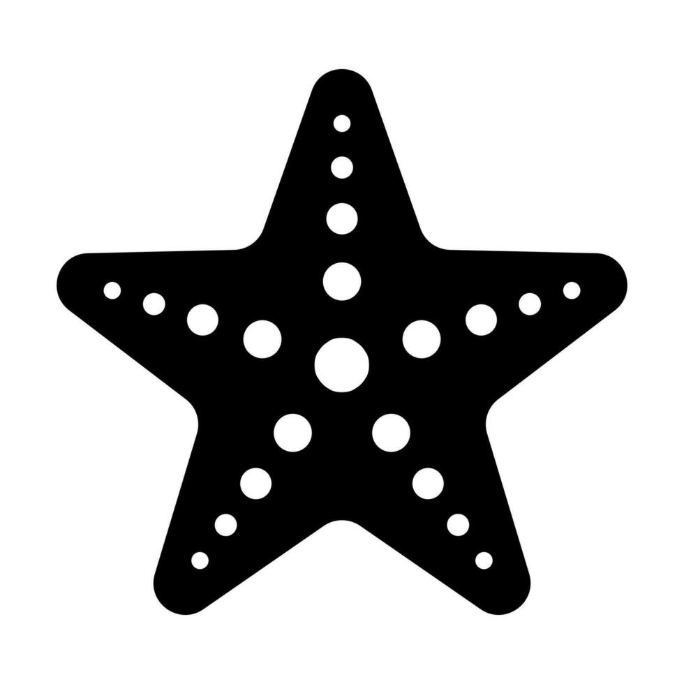 Starfish black vector icon isolated on white background