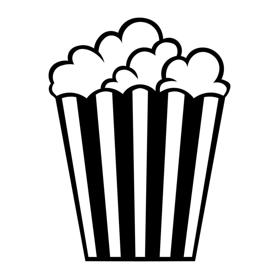 Popcorn black vector icon isolated on white background