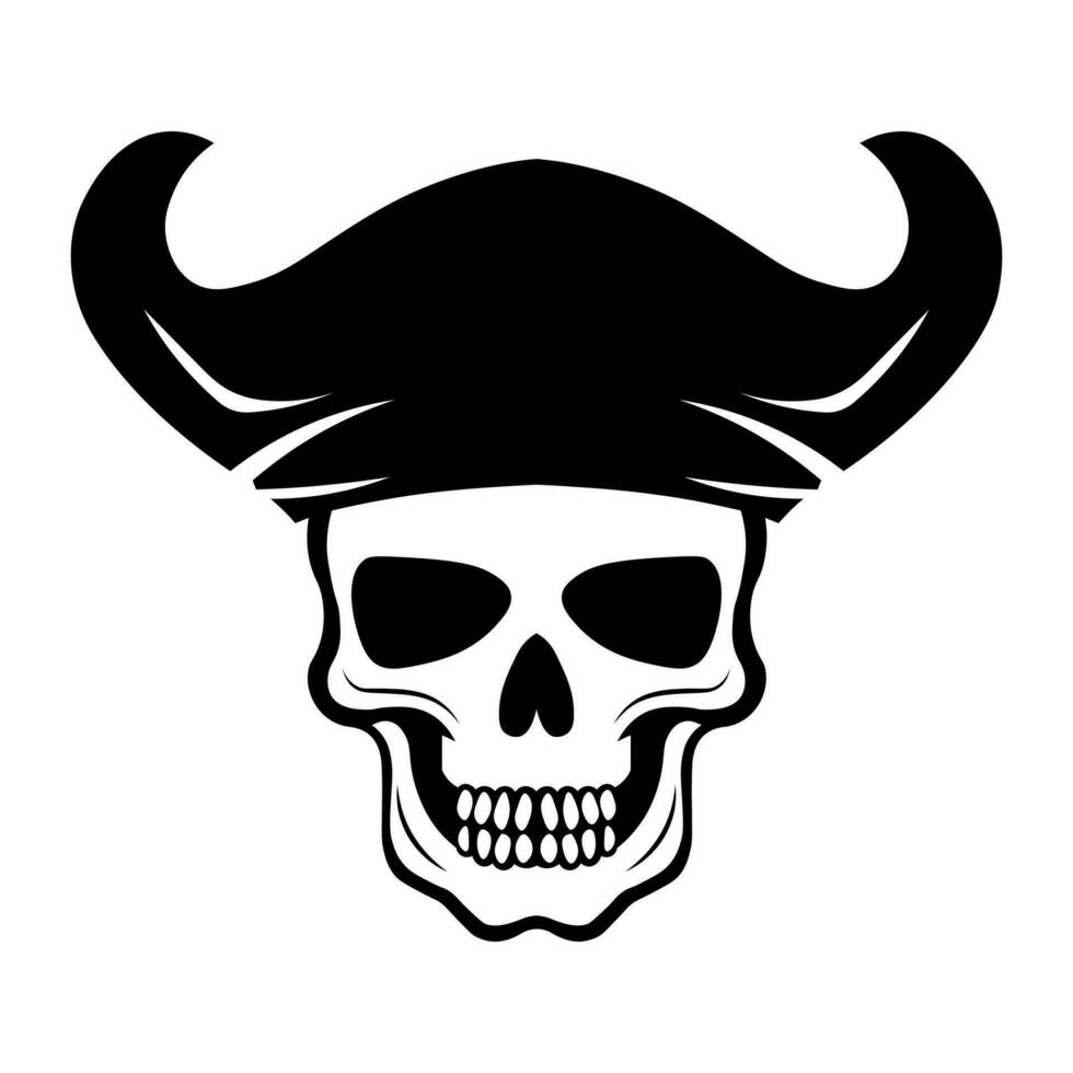 Skull pirate black vector icon isolated on white background