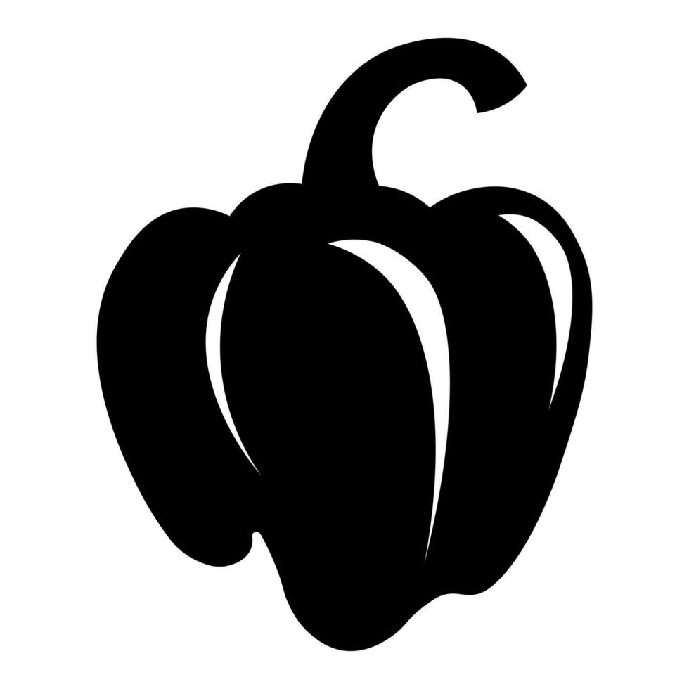 Bell pepper black vector icon isolated on white background