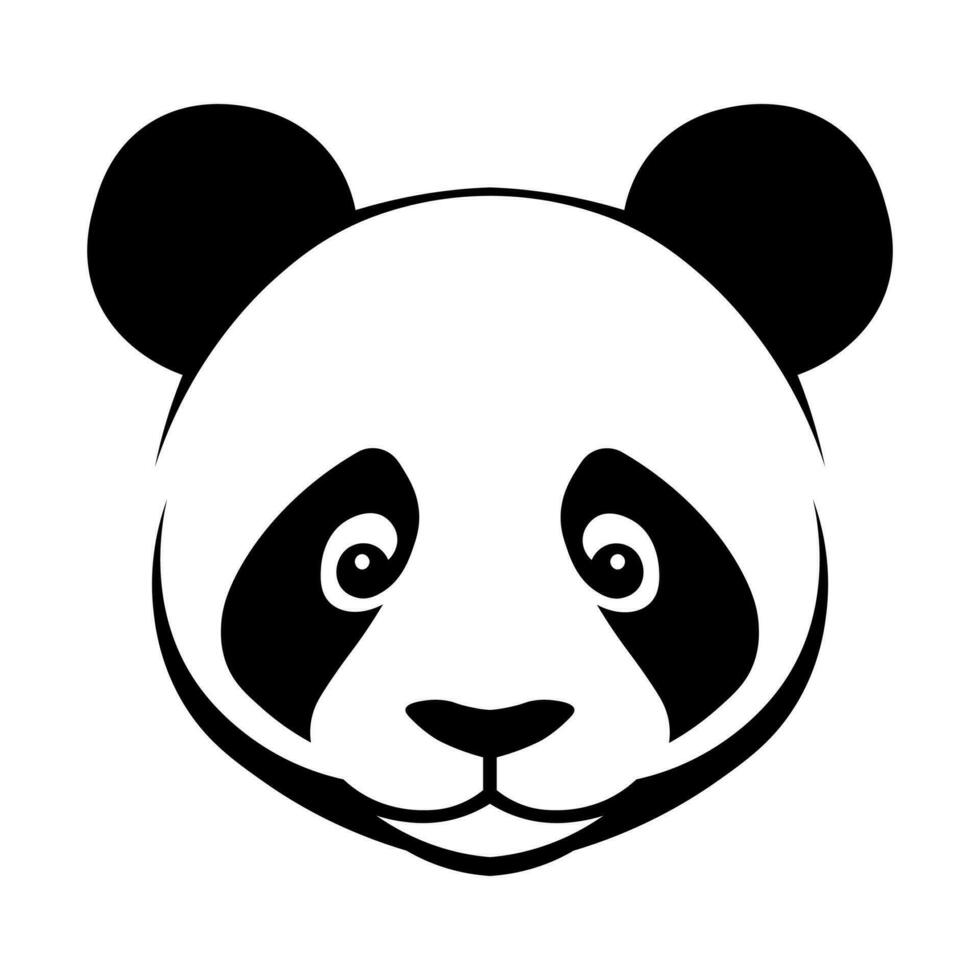 Panda black vector icon isolated on white background