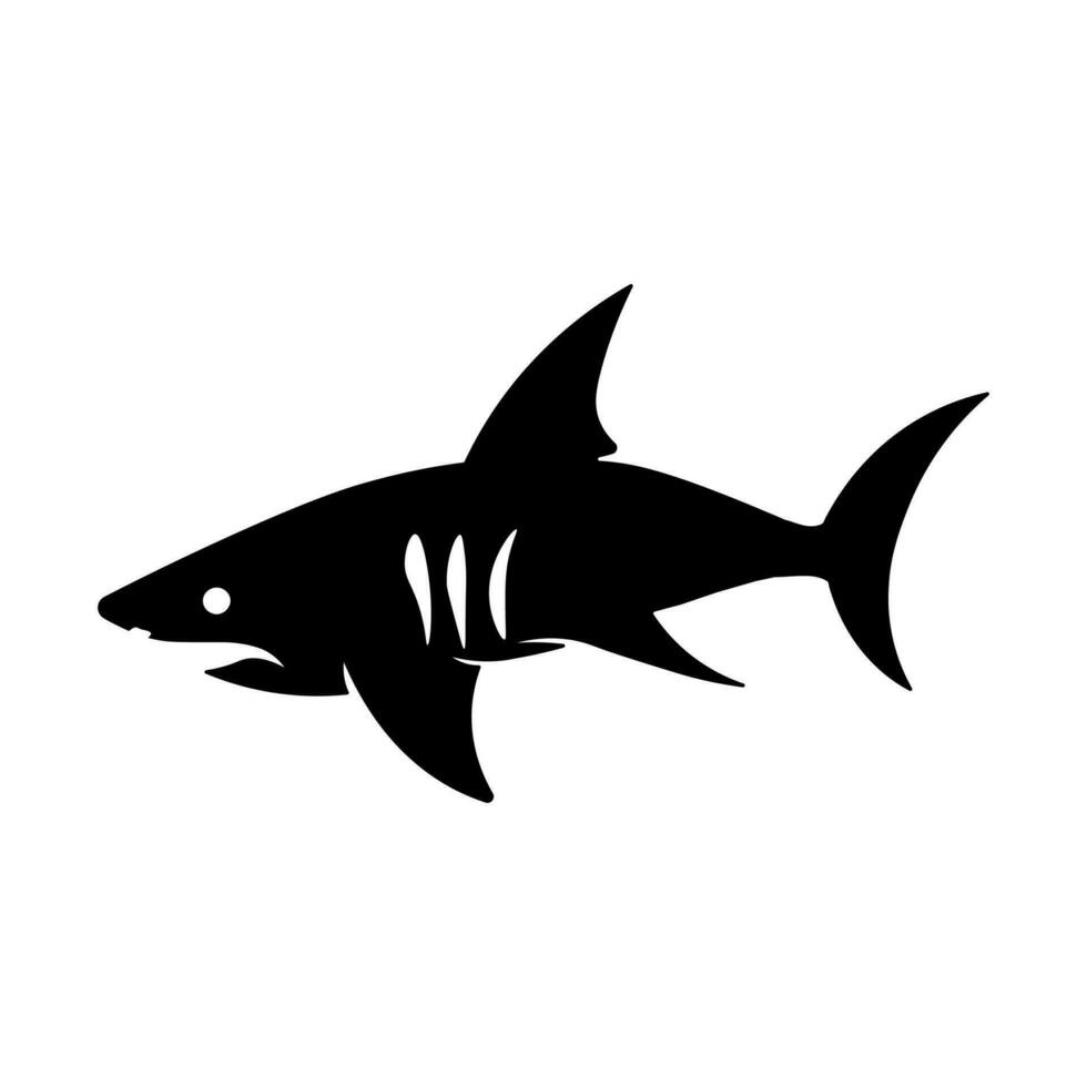 Shark black vector icon isolated on white background