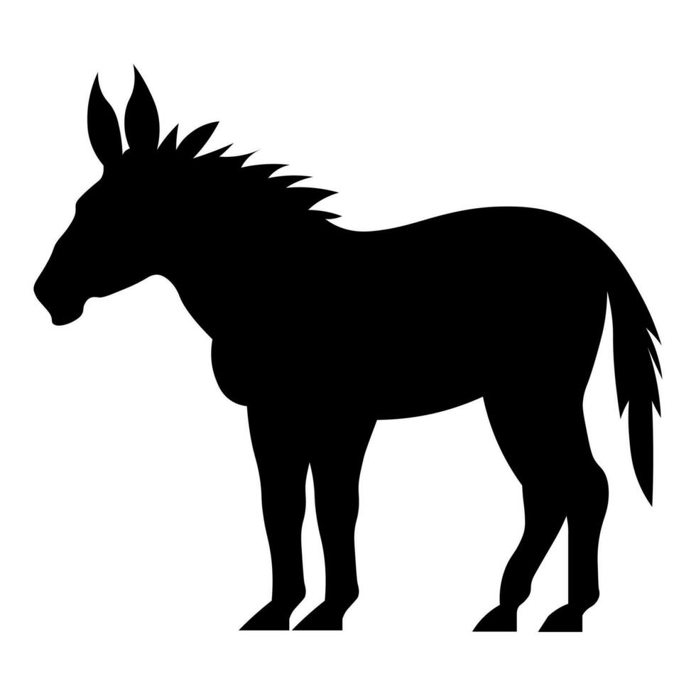 Donkey black vector icon isolated on white background