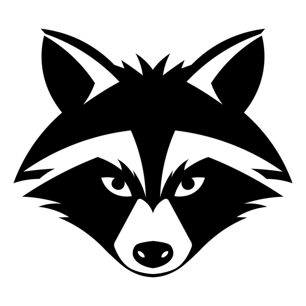 Raccoon black vector icon isolated on white background