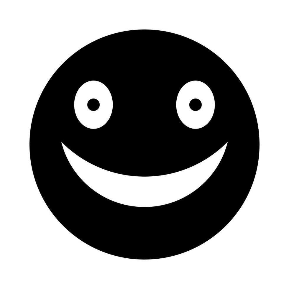 Smiling emoji black vector icon isolated on white background