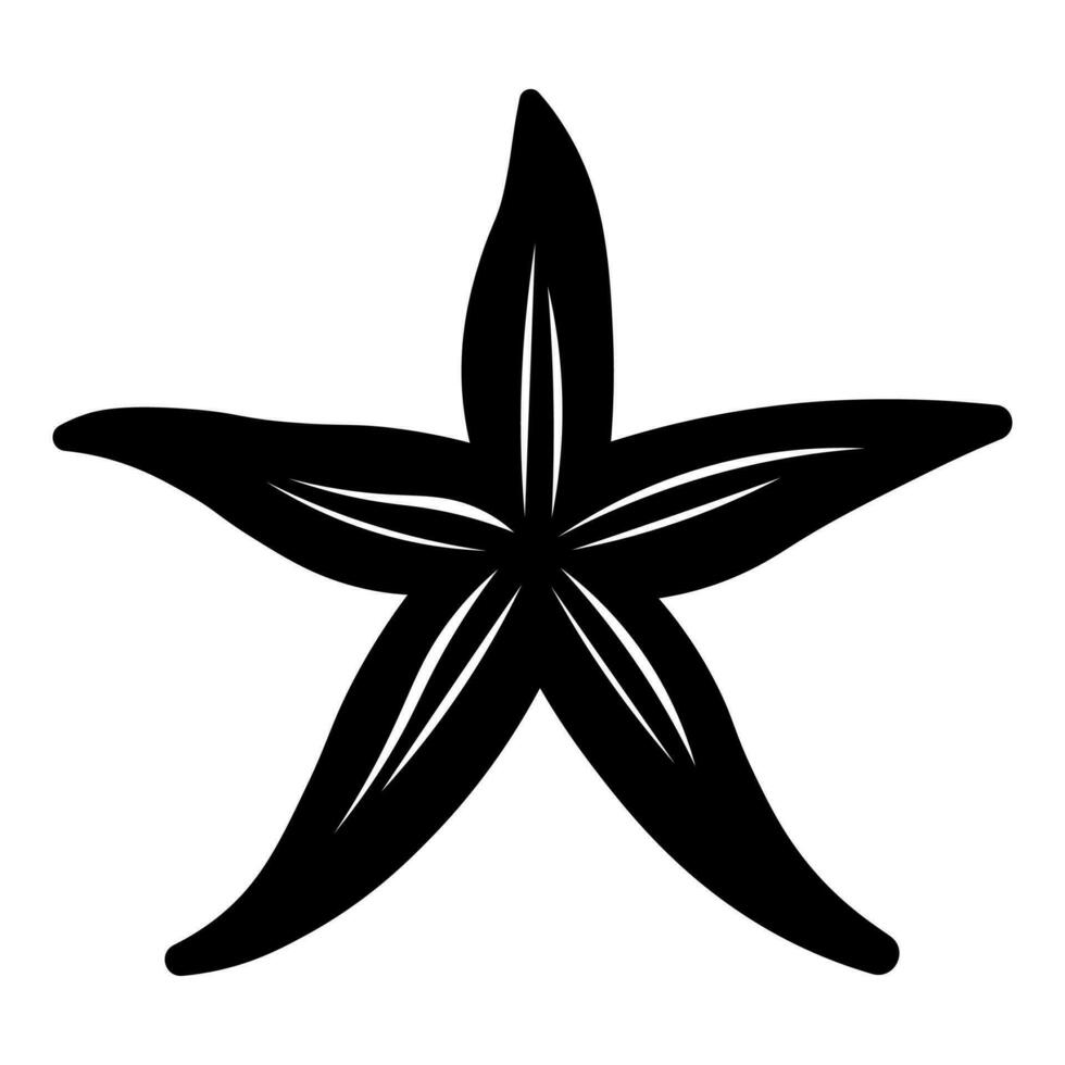 Starfish black vector icon isolated on white background