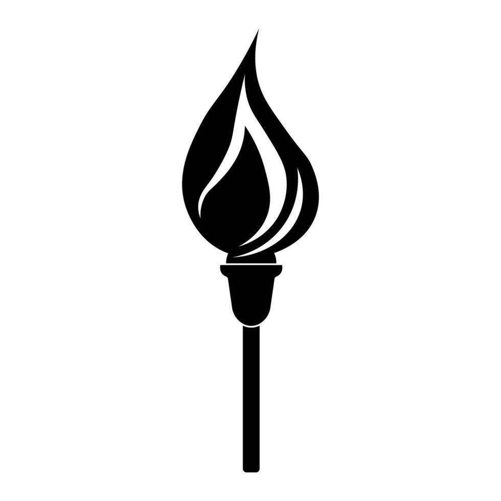 Torch black vector icon isolated on white background