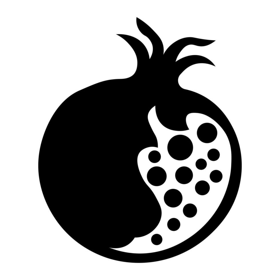 Pomegranate black vector icon isolated on white background