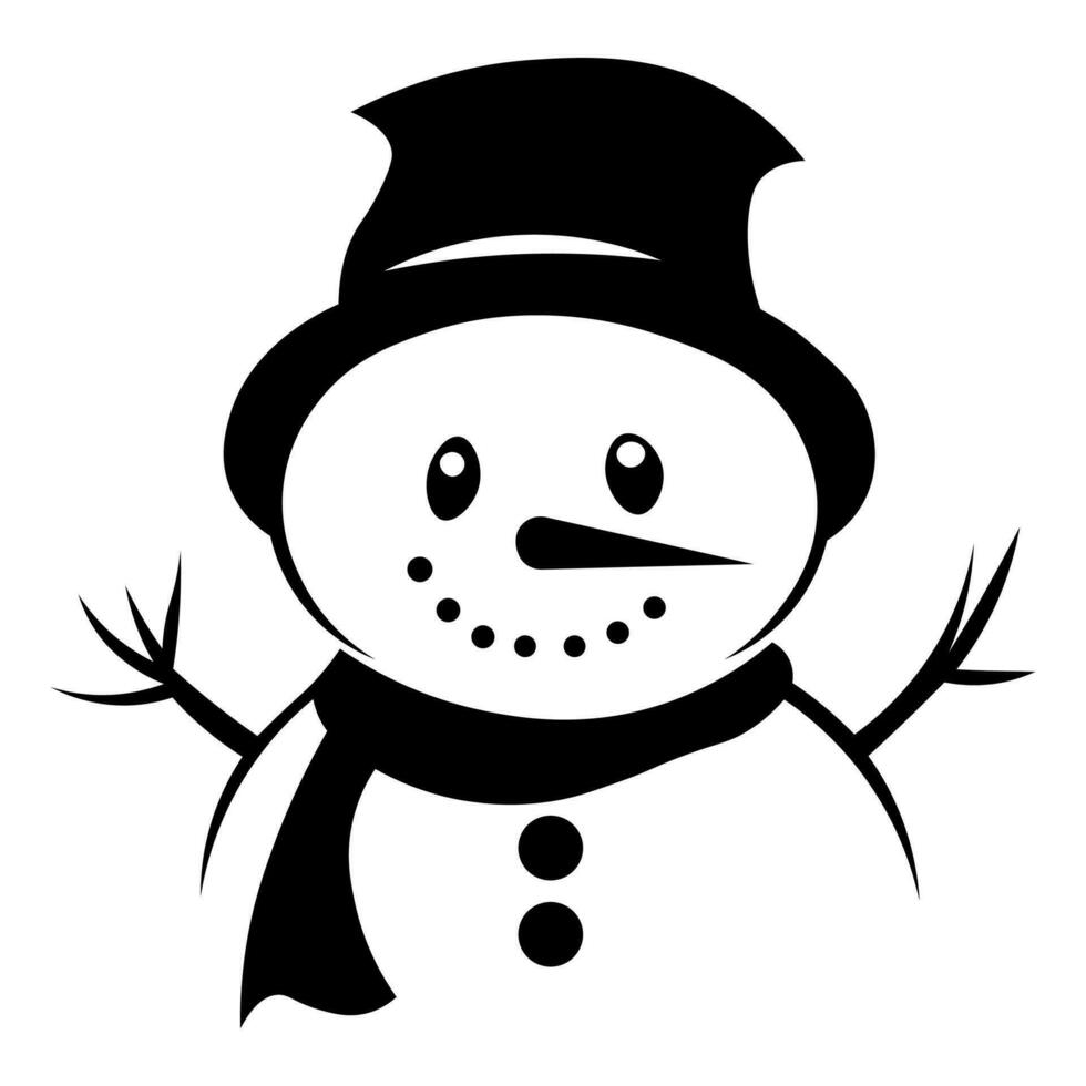 Snowman black vector icon isolated on white background
