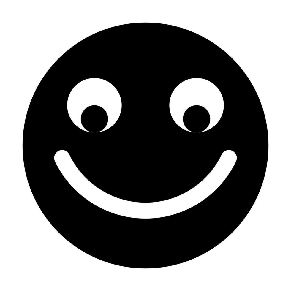 Smiling emoji black vector icon isolated on white background