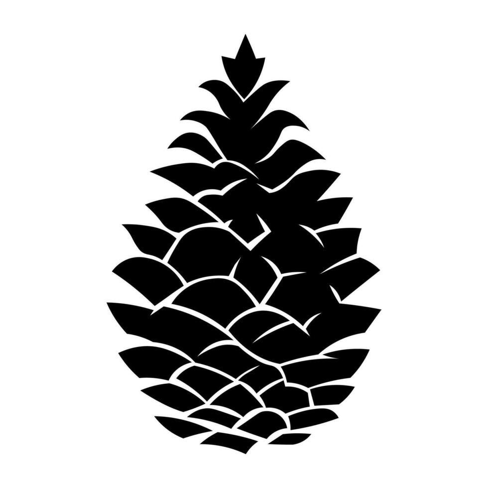 Pine cone black vector icon isolated on white background