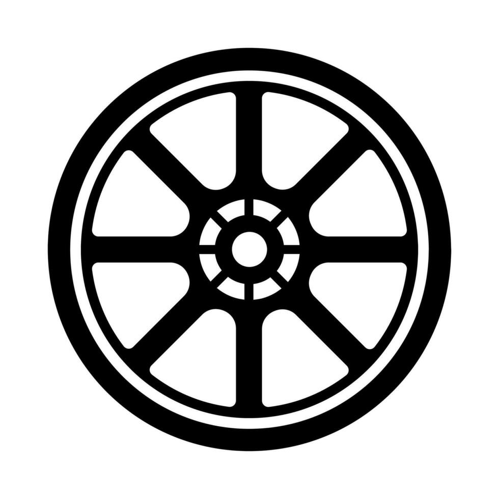 Wheel black vector icon isolated on white background