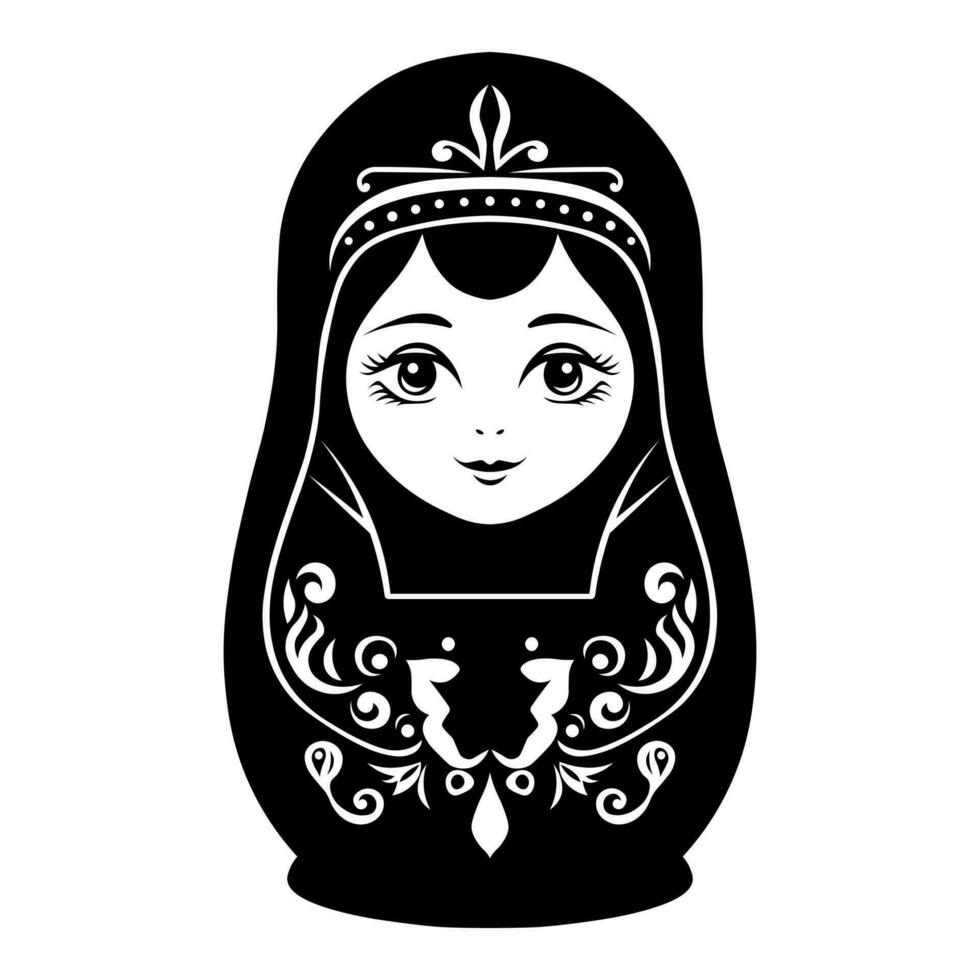 matrioska muñeca negro vector icono aislado en blanco antecedentes