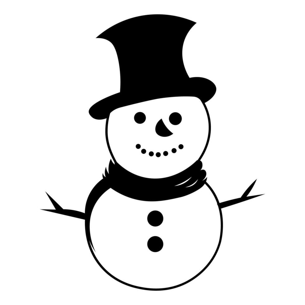 Snowman black vector icon isolated on white background