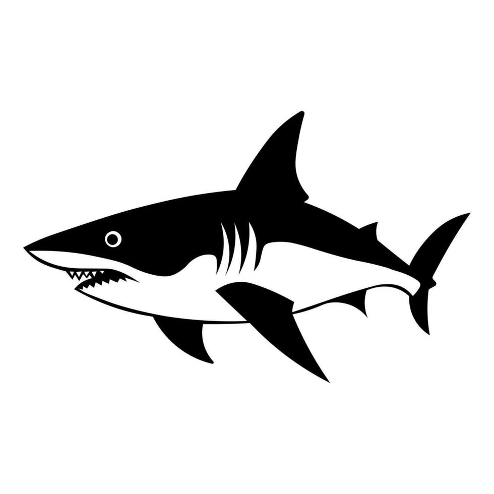 Shark black vector icon isolated on white background