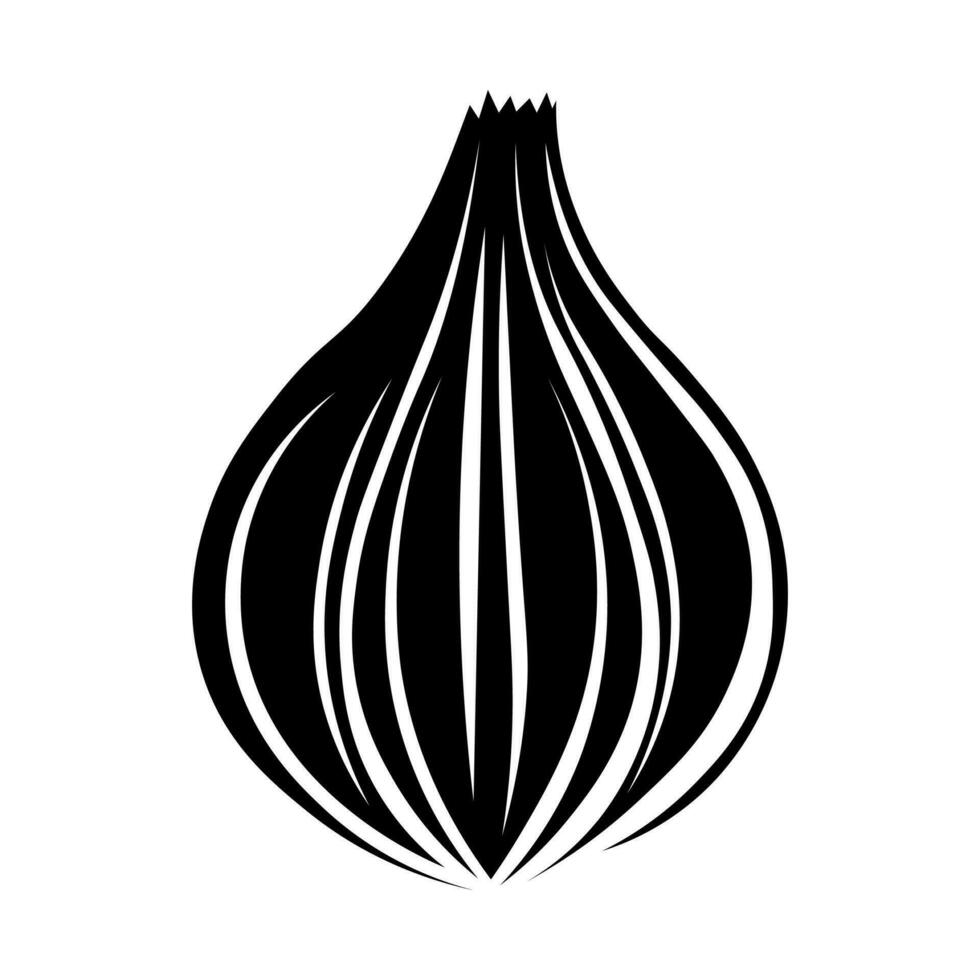 Onion black vector icon isolated on white background