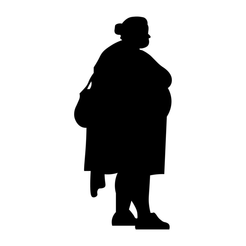 Plus size woman black vector silhouette isolated on white background