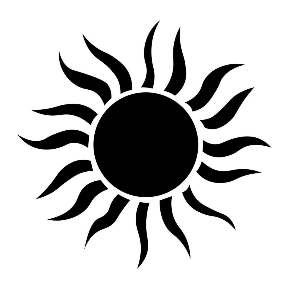 icono de vector negro sol aislado sobre fondo blanco