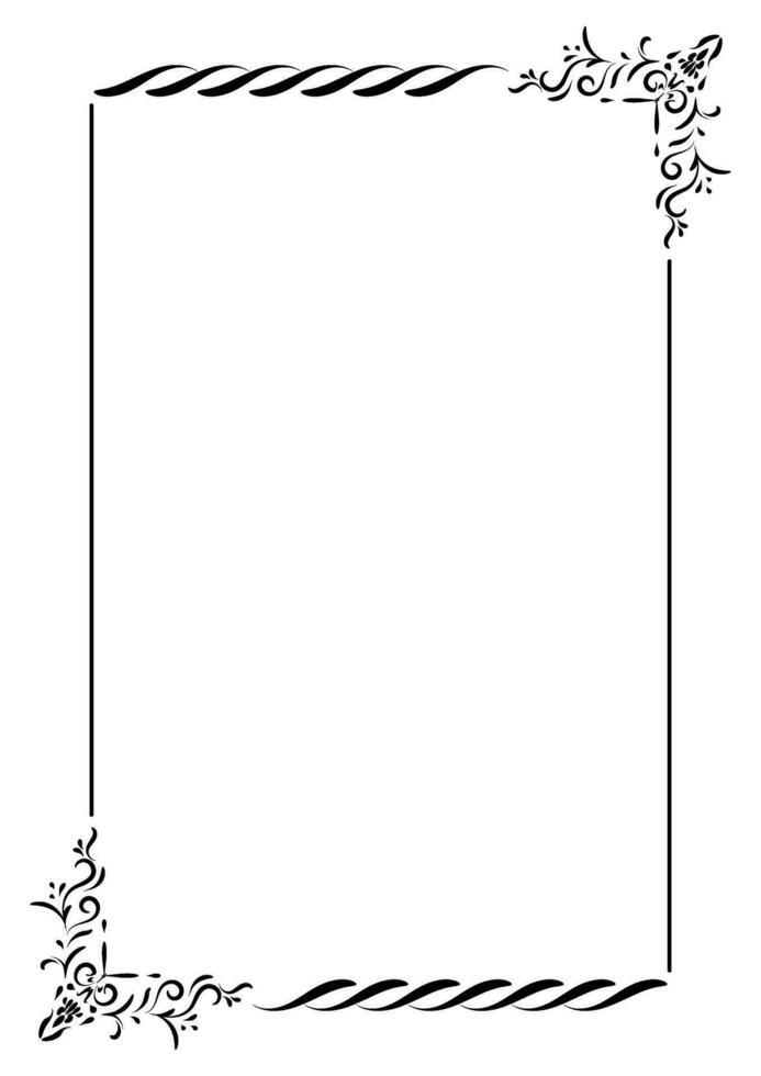 Frame corner and border vector element with filigree vintage style