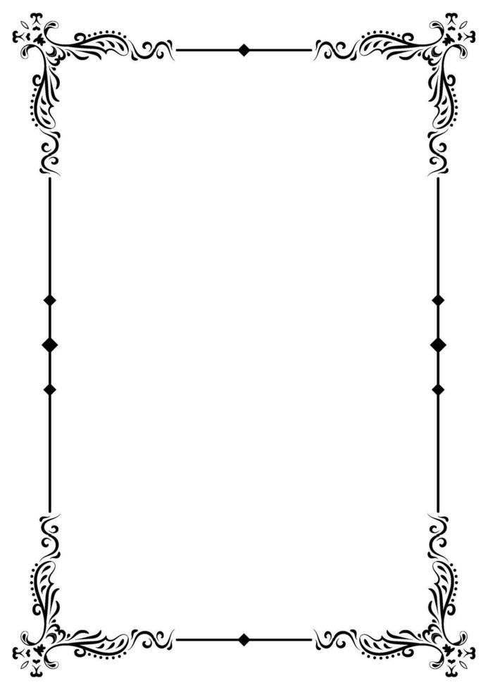 Frame corner and border vector element with filigree vintage style. Decorative ornament design for page, frame, template, paper, card, certificate, wedding invitation, menu.