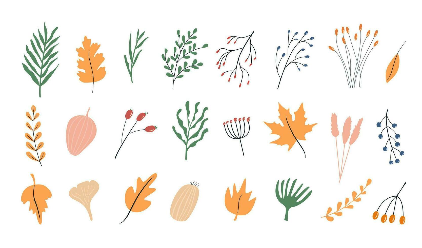 Set of cute leaf, fruit for autumn theme in pattern background