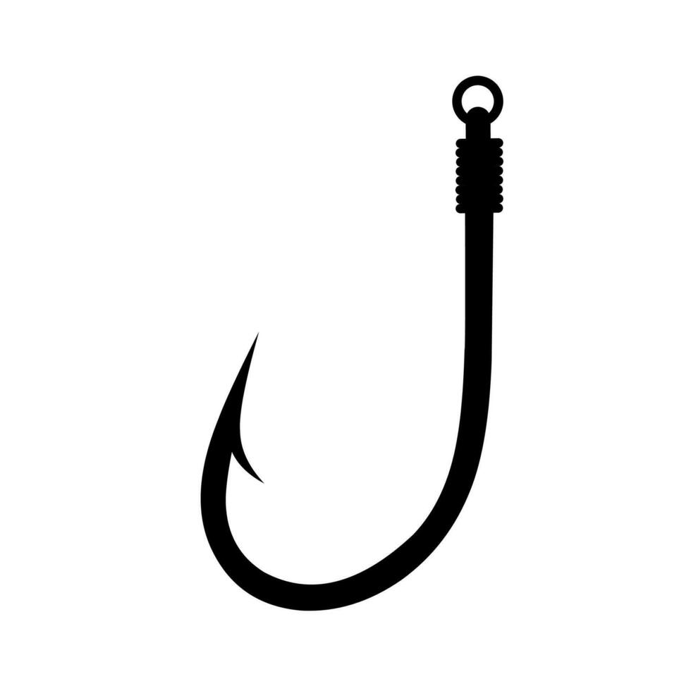 Fishing hook vector silhouette on white background. Fish trap concept.
