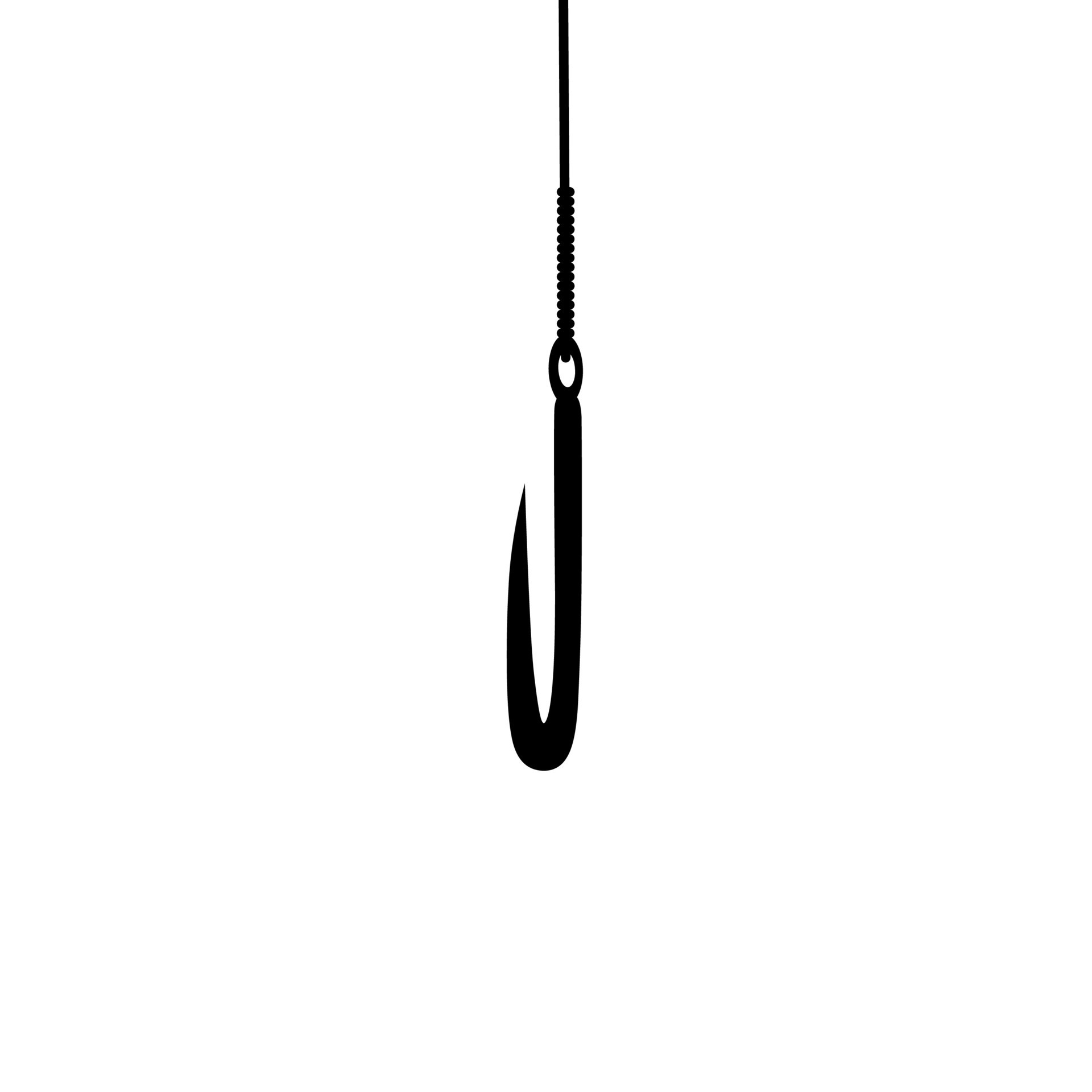 Pancil hooks on a white background. Silhouette of fishing rod with